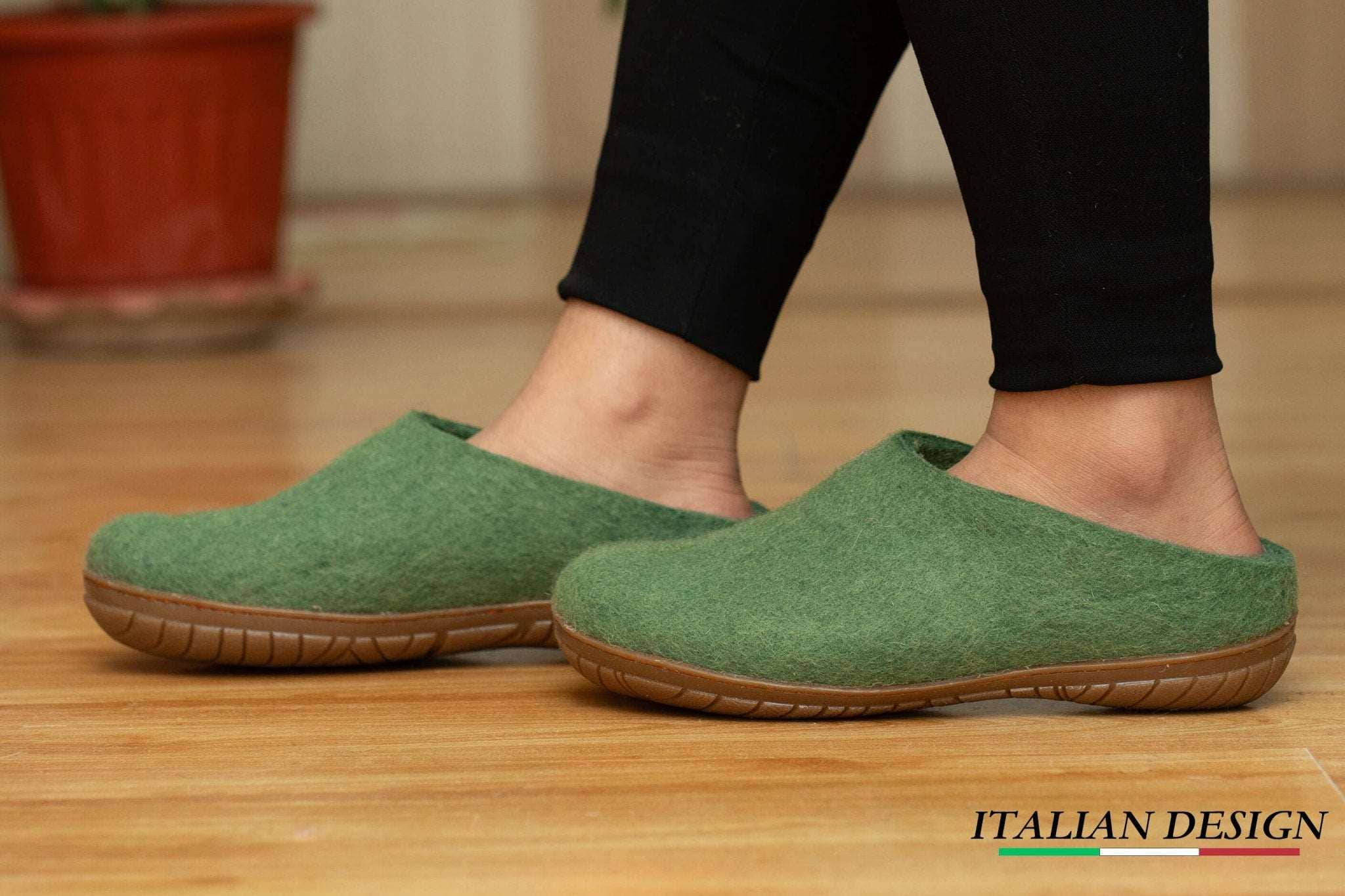 Woollyes Inc - Wholesale Slippers - Unisex - Outdoor Open Heel Slippers With Rubber Sole - Green1