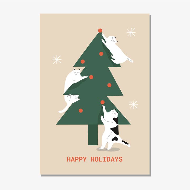 Cats and the Tree Greeting Card for wholesale by Seekprint
