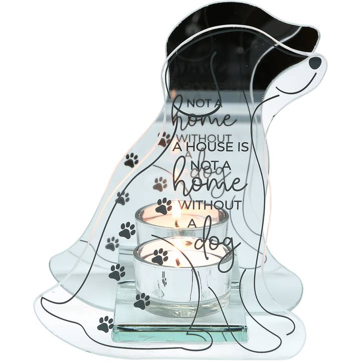 Dog - 6" Mirrored Glass Candle Holder for wholesale by Pavilion