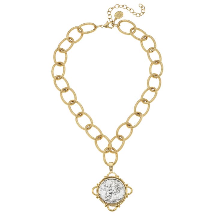 Gold and Silver Italian Coin Chain Necklace for wholesale by Susan Shaw