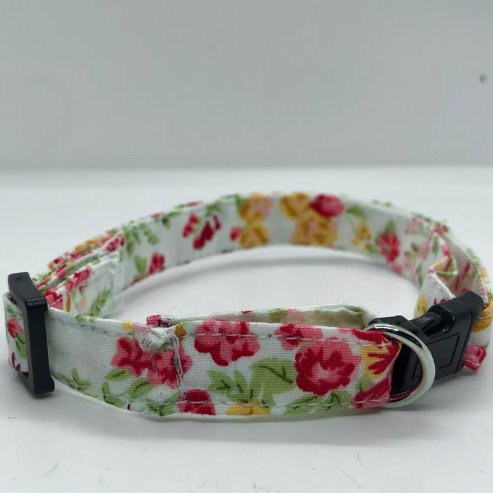 Pink and Yellow Handmade collar for cats or dogs for wholesale by Once Upon A Seam CA