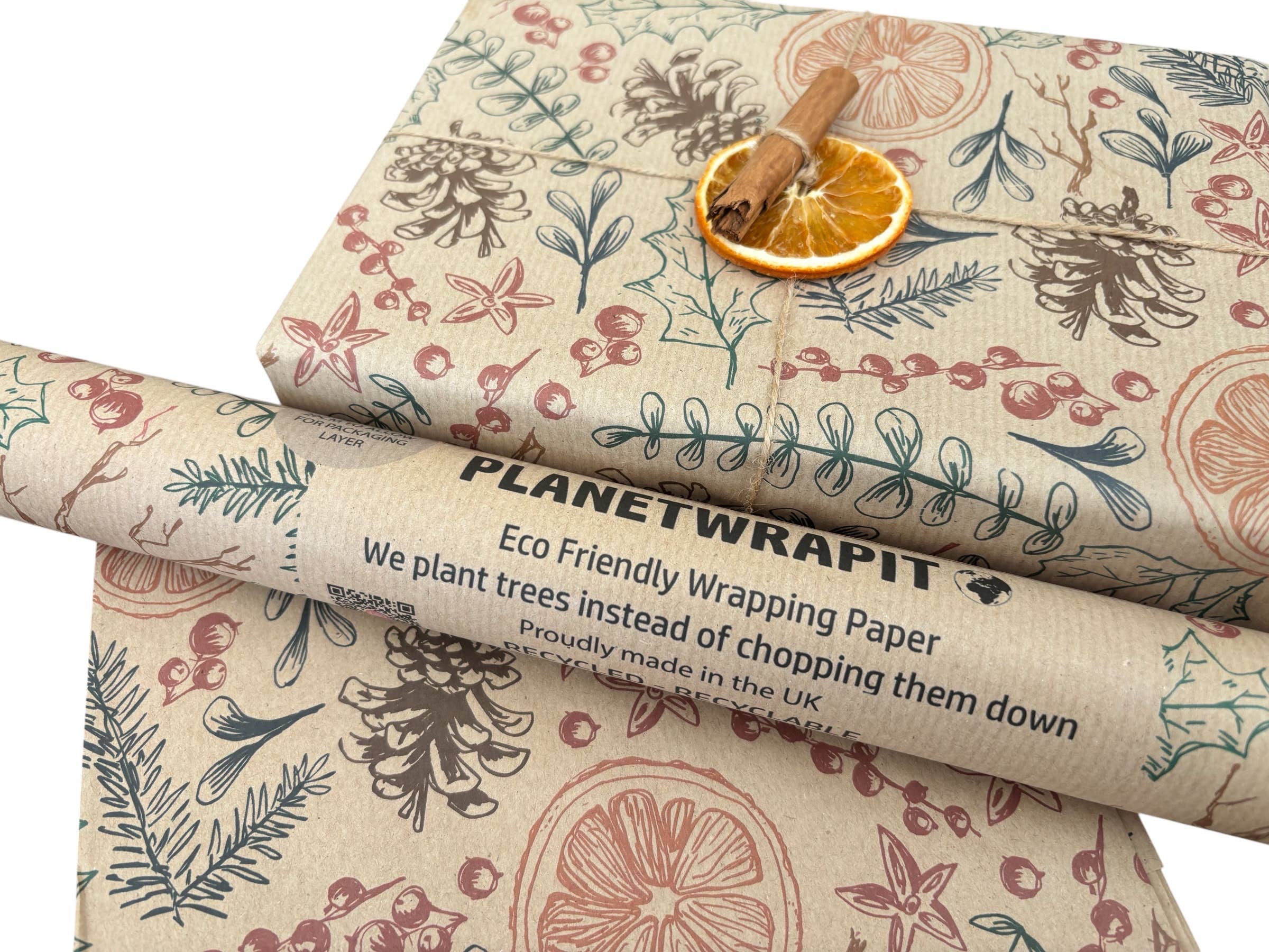 PlanetWrapIt - Wholesale Flat Wrap - Christmas Dried Oranges Recycled Kraft Gift Wrapping Paper 5