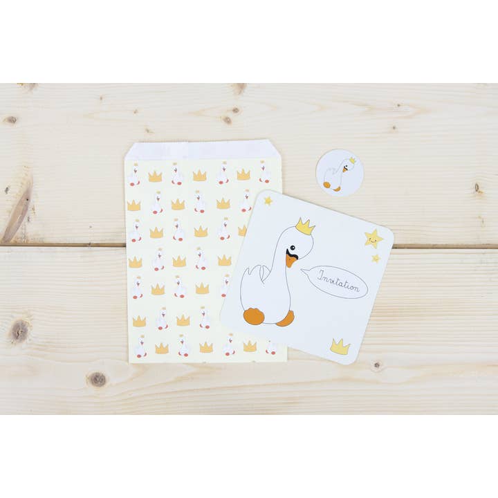 Tim&Puce Factory – wholesale Baby card – SET OF 8 BABY SWAN INVITATIONS
