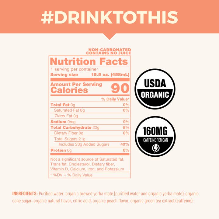 CLEAN Cause - Wholesale Iced Tea - Organic Peach Non-Carbonated Yerba Mate Tea – 12-pack Cans3