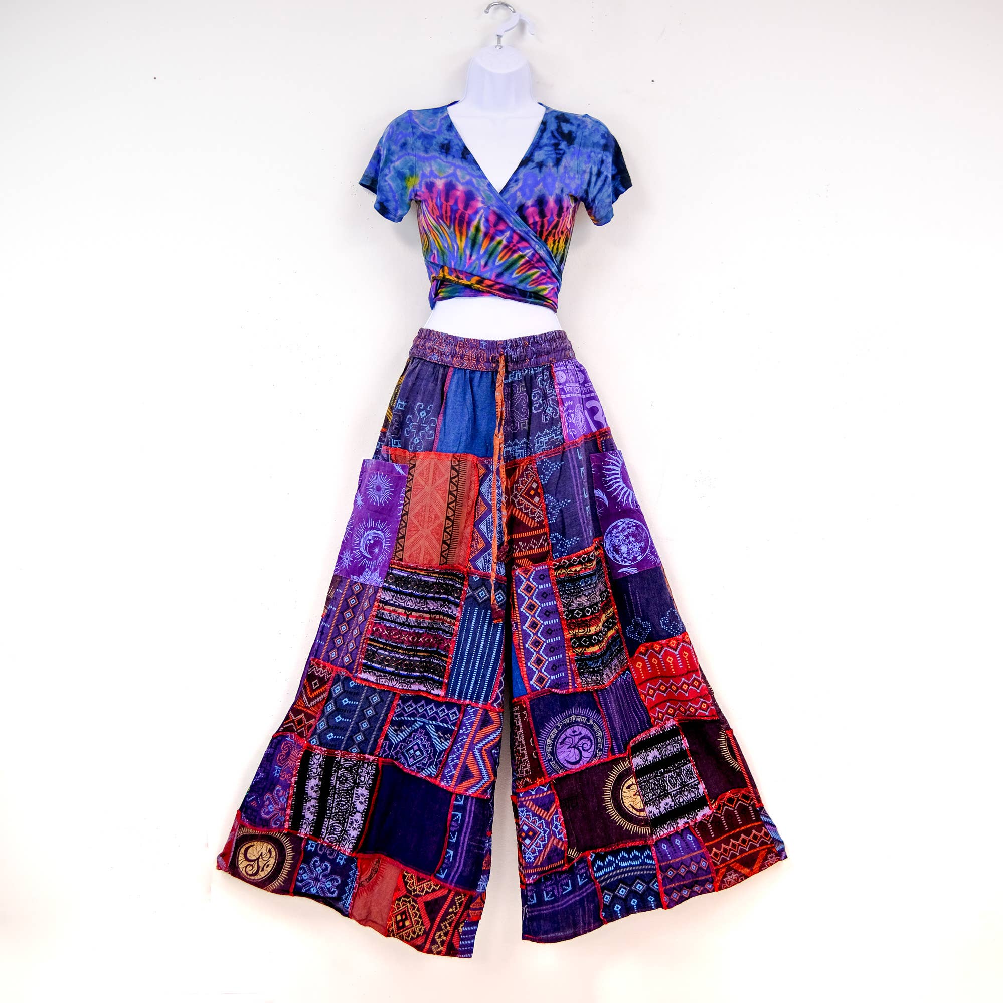 Karma Nepal Crafts – Großhandel Hose – Damen – Handgewebte bunte Boho-Palazzo-Hose aus Patchwork8