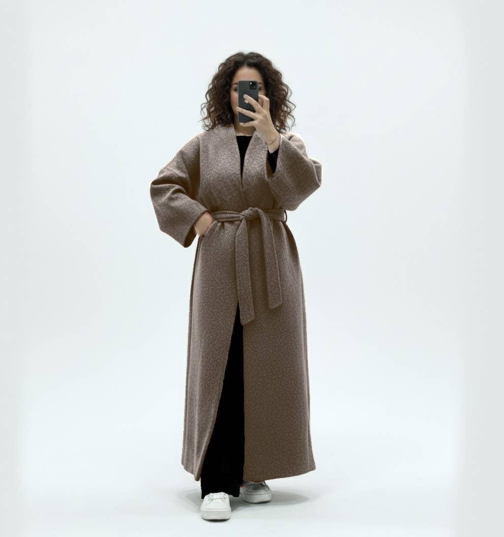 IDEAL OUTFIT - Vente Manteau – femme - Manteau long en laine avec ceinture ref:Ma 25184