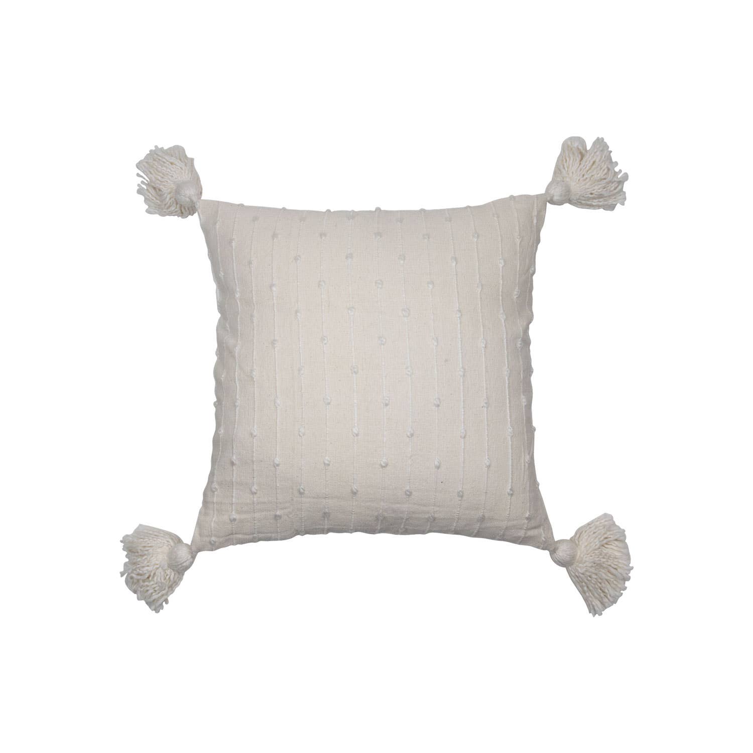 Foreside Home & Garden - Wholesale Throw/Decorative Pillow - SALE - Kira White 18x18 Filled Pillow Tied Chenille Knots1
