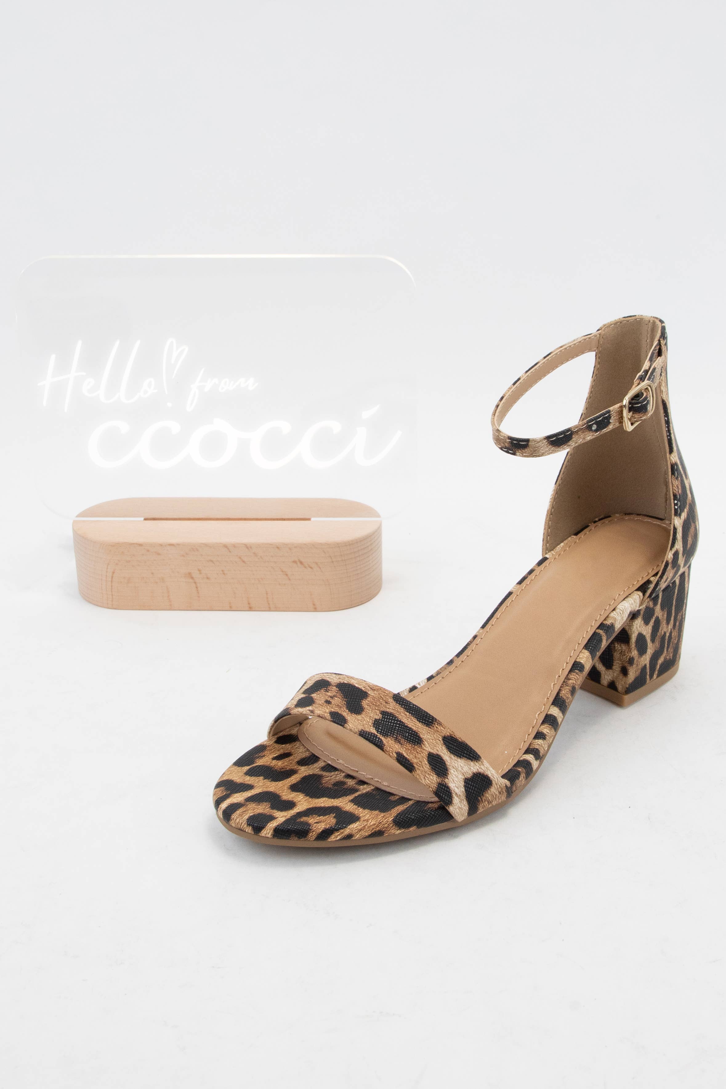 CCOCCI - Wholesale Low Heels - Women's - BASIC ANKLE STRAP SANDAL KITTEN HEEL12