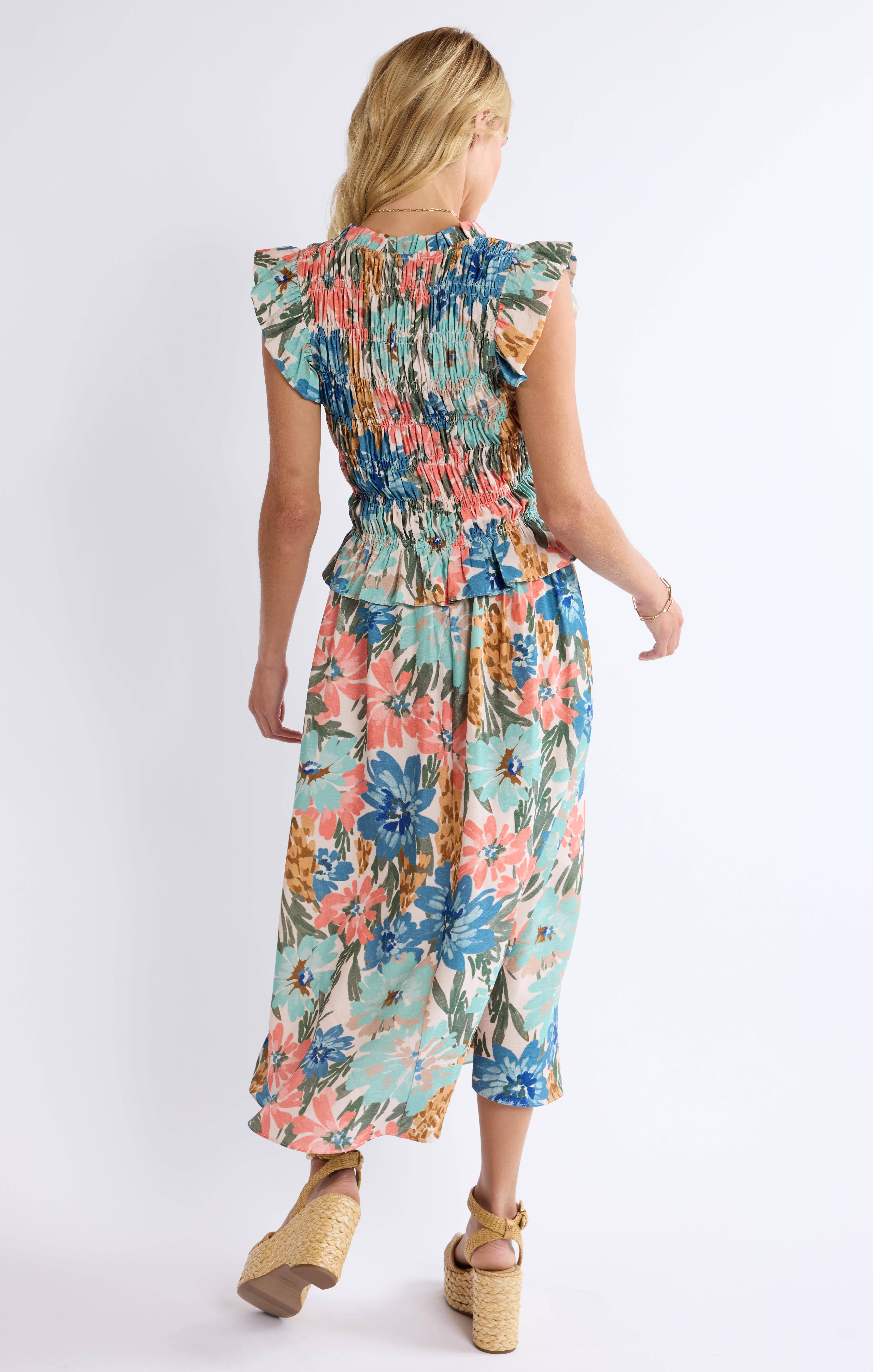 Sage The Label - Vendita all'ingrosso Vestito - Donna - Abito Midi con Corpino a Nido d'Ape Locale:MULTI1