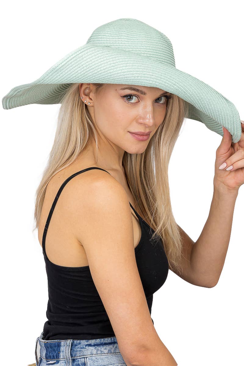 Cap Zone - Wholesale Straw Hat - Women's - Wire Brim Straw Beach Sun Hat64