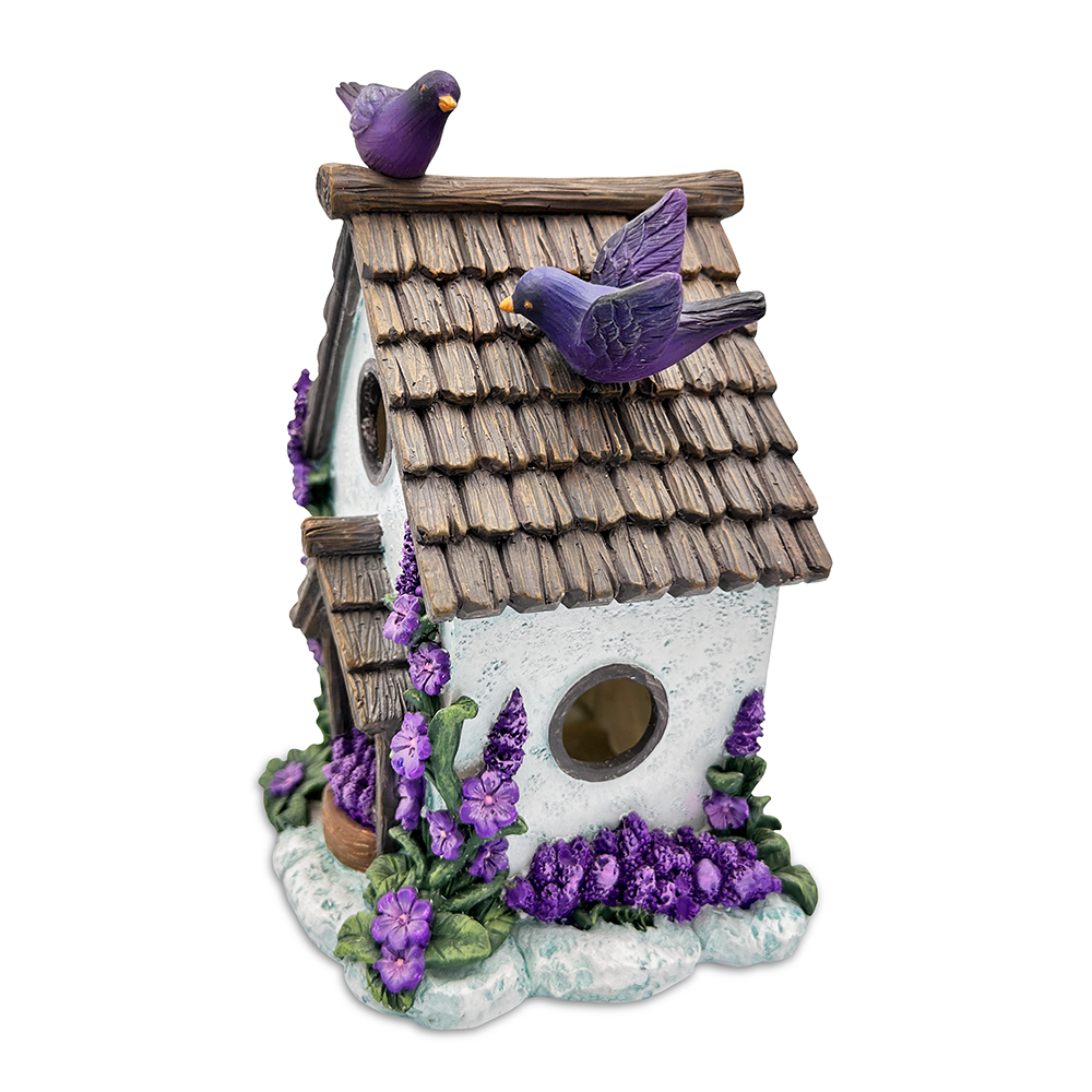 OrnamentallyYou – wholesale Decorative figurine – Lovely Floral Lavender Bird House Figurine, 7" Novelty Cottage Garden Decor9