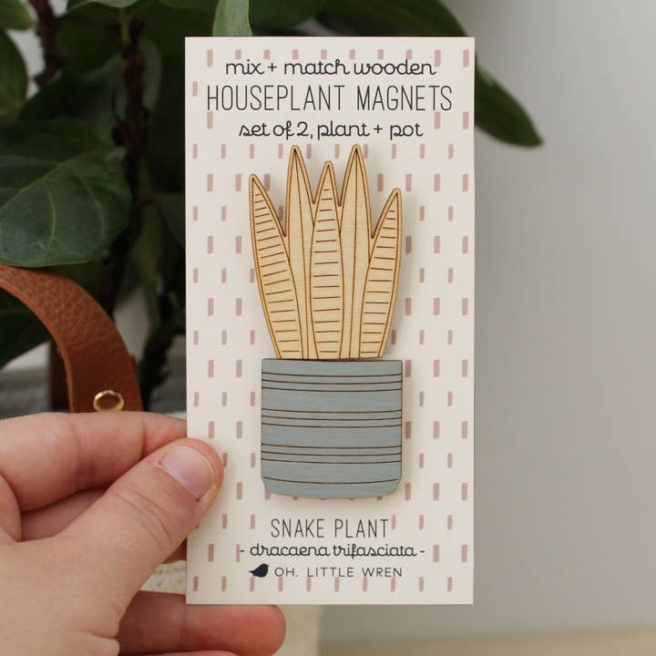 oh, little wren - Wholesale Magnet - Wood House Plant Magnets | Snake Plant | Plant Lover Gift