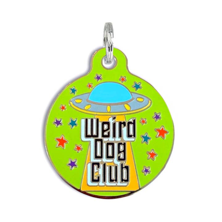 Emaljerad hundbricka med skannbar ID - Weird Dog Club för wholesale av Bad Tags