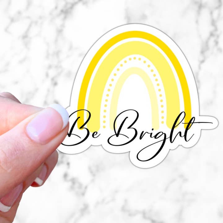 Be Bright Yellow Rainbow Sticker for wholesale by Simply Fangirl Designs