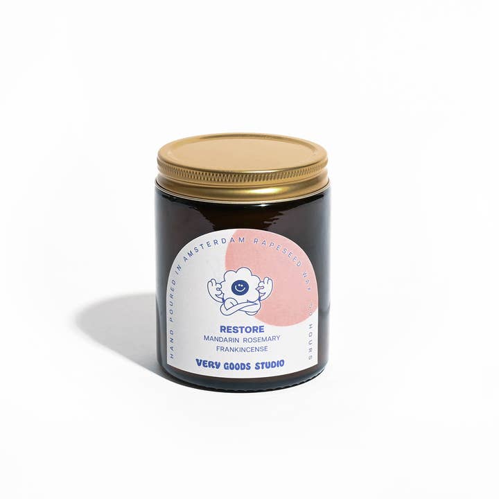 Very Goods Studio - Wholesale Jar/Filled Candle - RESTORE  / 170 ml / 45-50 Hours Amber Glass Jars