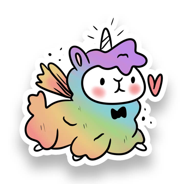 Cute Alpaca Rainbow Vinyl Decal – Waterproof Sticker Fun! for wholesale by Rebel and Siren Stickers