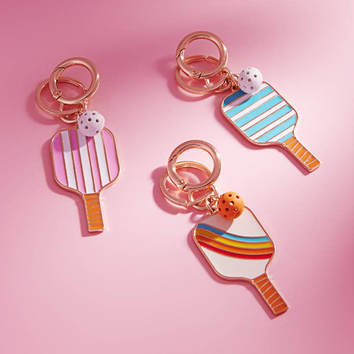 Designature New York - Wholesale Keychain - Women's - Sports Pickleball Shaped Print And Enamel Keychain