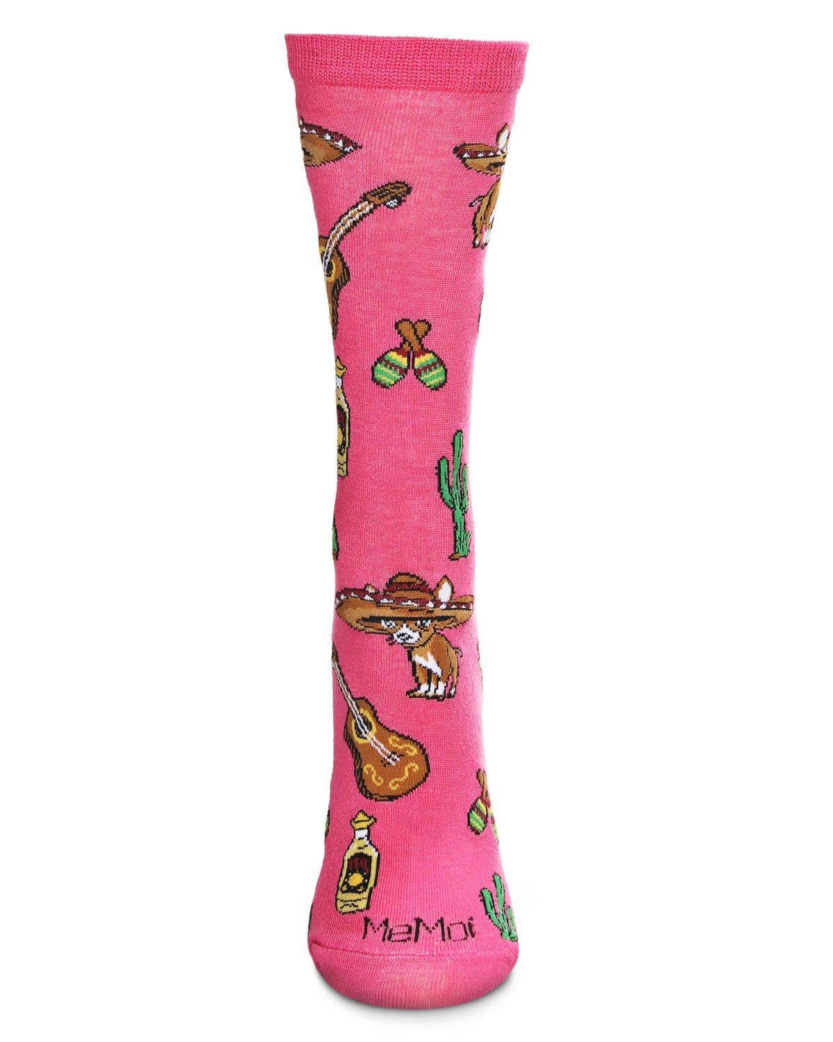 Magenta Fiesta Fun Bamboo Blend Crew Sock for wholesale on Faire1