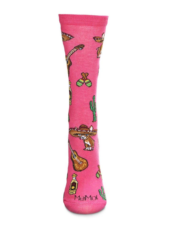 Magenta Fiesta Fun Bamboo Blend Crew Sock for wholesale on Faire1