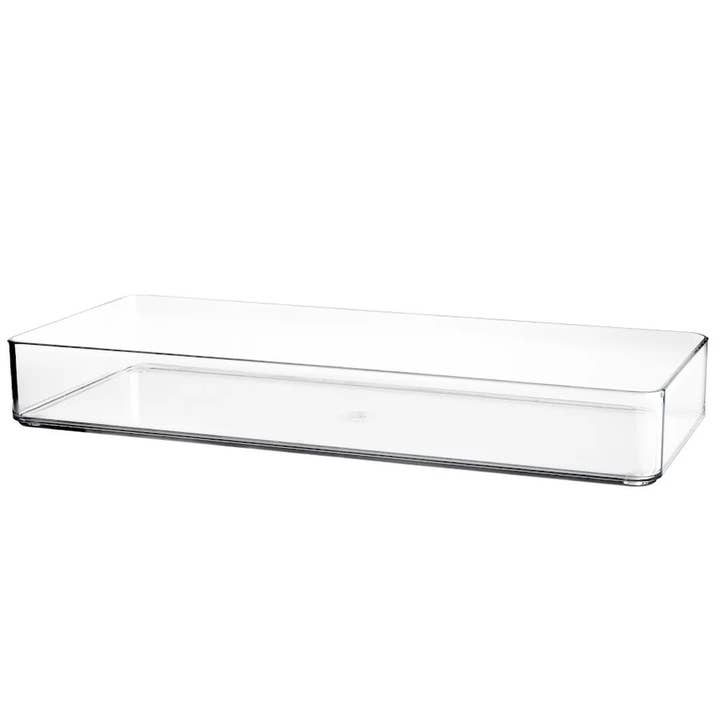Clear Drawer Organizer – Stackable Storage Tray- 15"x6"x2" for wholesale by The Organizing Warehouse