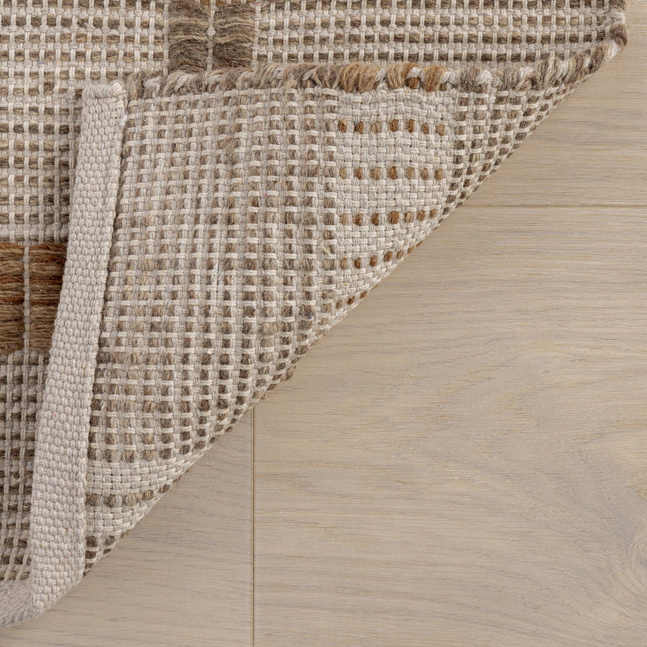 Ivoire Tapis de zone en laine et coton Annie à carreaux en vente sur Faire6