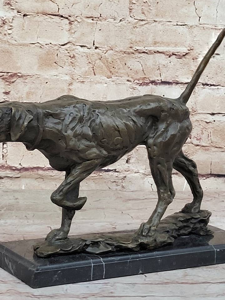 Dog Following Scent Bronze Sculpture Statue Figure on Marble Base Signed Milo for wholesale by Bronzhaus