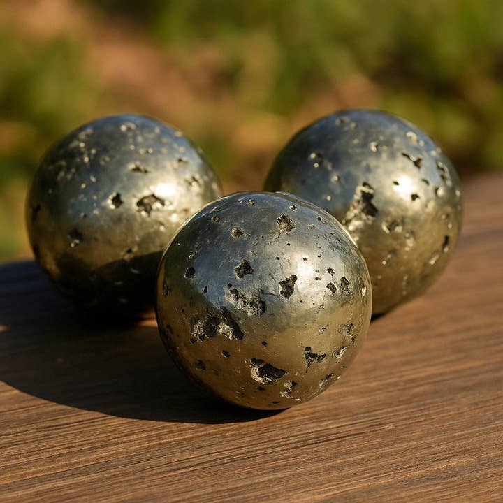 Moon Rituals - Wholesale Spiritual Stone/Crystal - Pyrite Sphere – Natural Crystal Ball (3–3.5cm) | Protection & Abundance Stone for Energy Work Decor, Christmas Crystal Gift