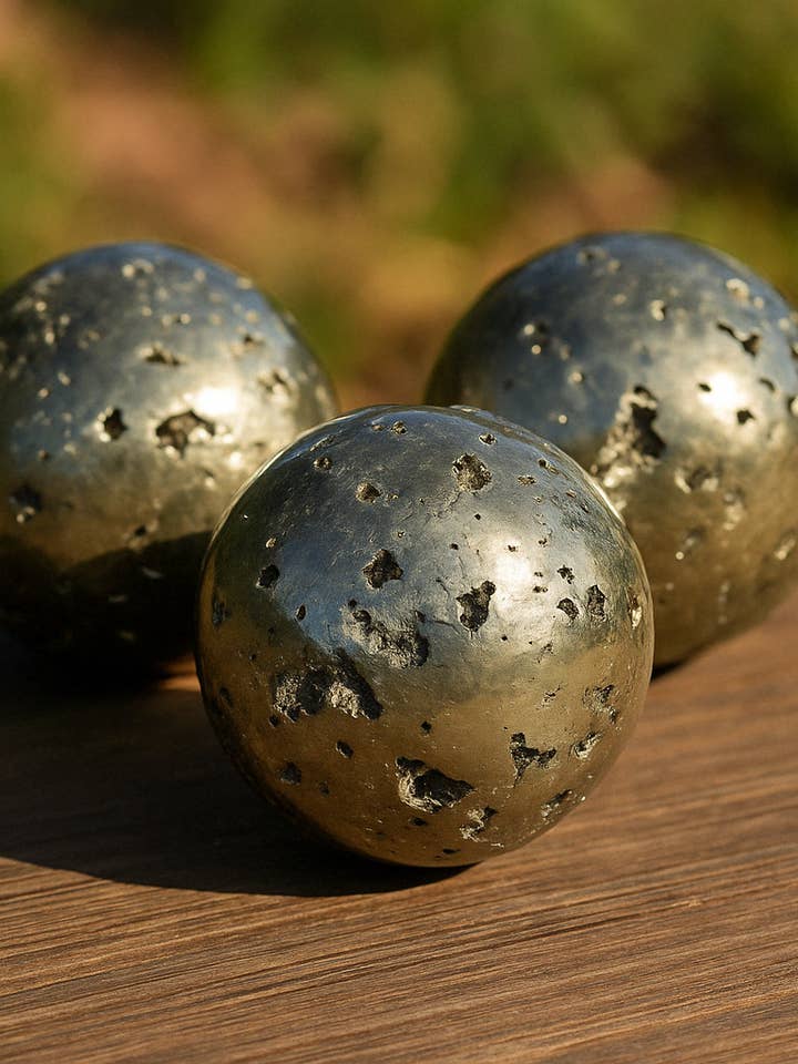 Pyrite Sphere – Natural Crystal Ball (3–3.5cm) | Protection & Abundance Stone for Energy Work Decor, Christmas Crystal Gift for wholesale by Moon Rituals