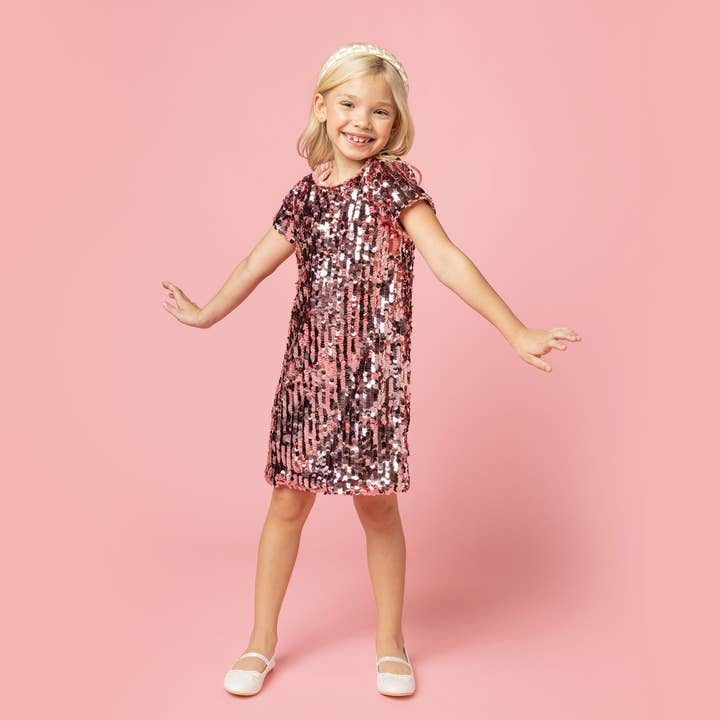 Holly Hastie London – Engroshandel Kjole - Børn – Coco Paillet Piger Fest Kjole, Blush Pink