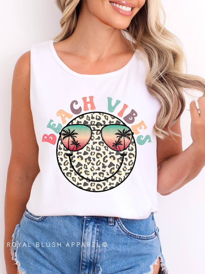 Beach Vibes Smiley Full Color Transfer for wholesale by RBA Transfers