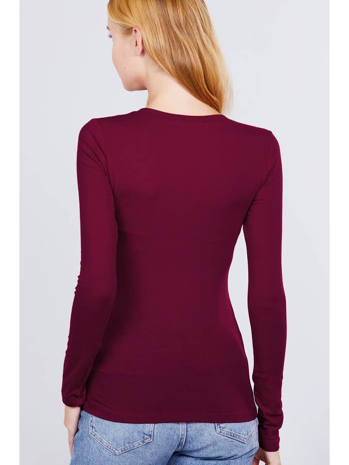 Active Basic | Active USA - Wholesale Knit Top - Women's - Long Sleeve Crew Neck Cotton Spandex Jersey Top41
