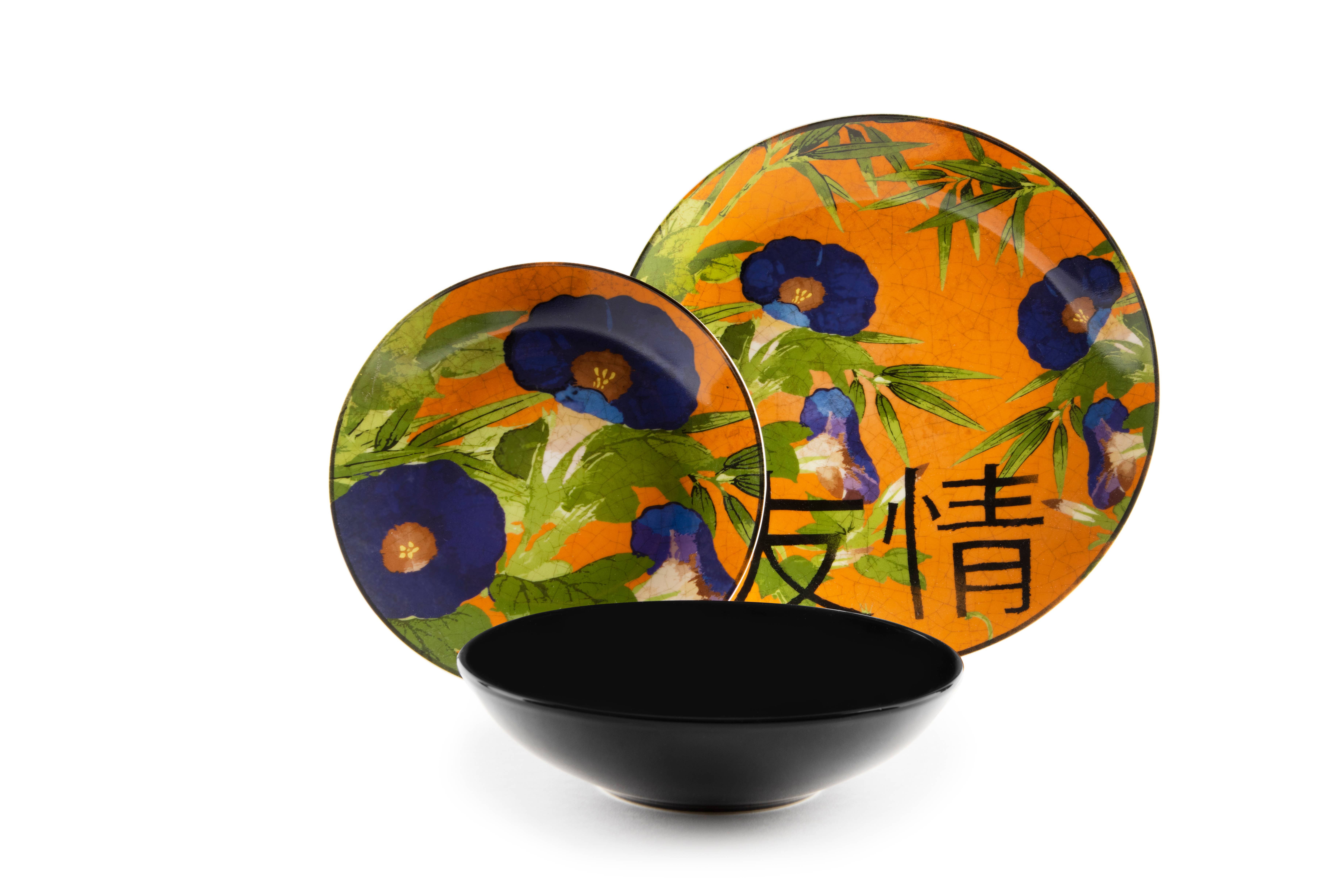 multicolour 18 Furisode Dinnerware Set for wholesale on Faire2