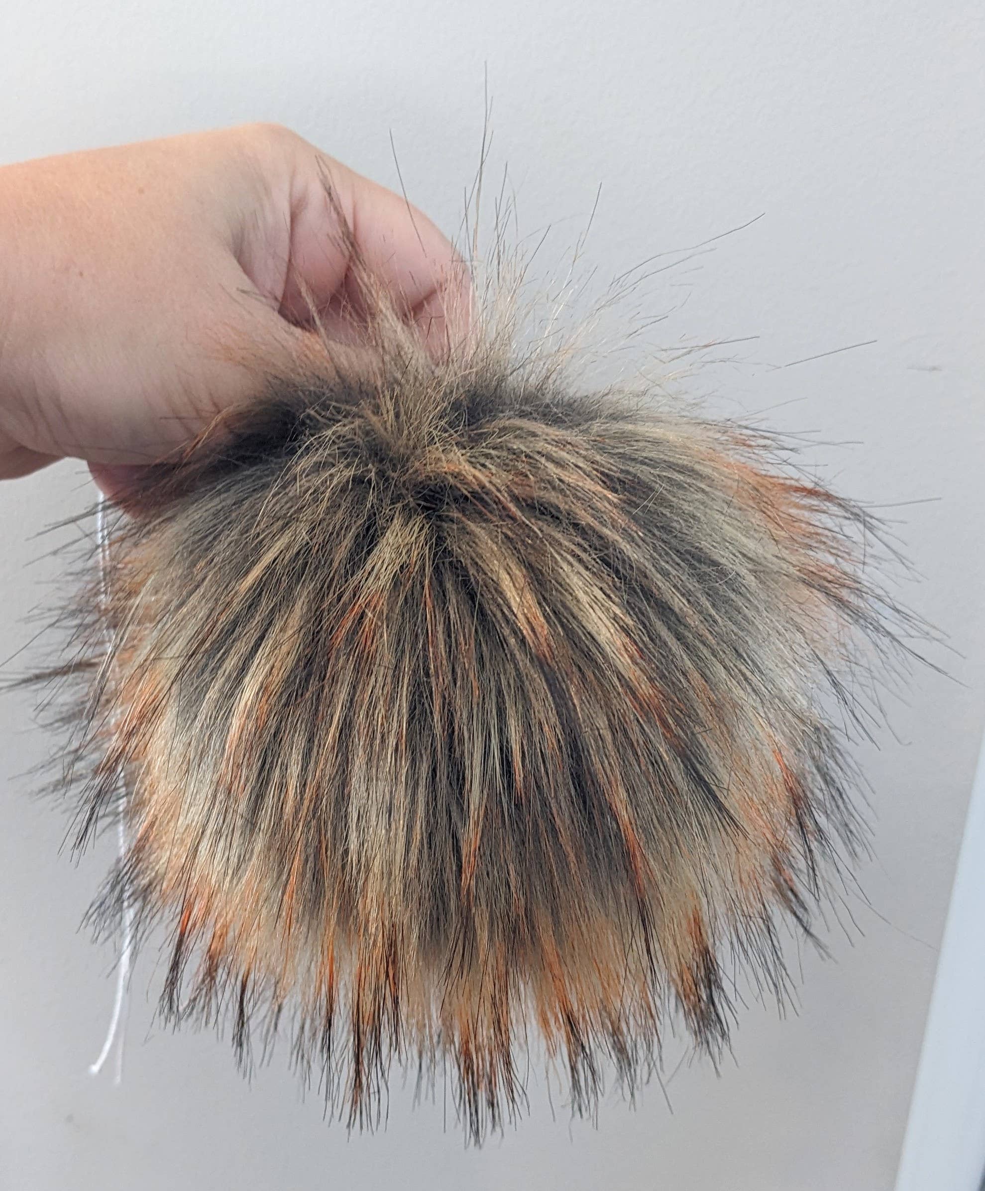 CountryStixCo - Wholesale Pom Poms - 7" Detachable Faux Fur Pom - Fall Orange1