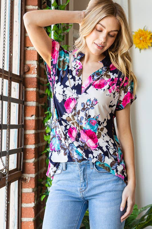 ET7033-12 MULTI COLOR FLORAL TOP for wholesale on Faire2