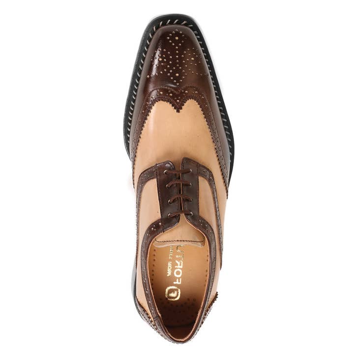 Brown Beige Hope Men Leather Oxford Style Dress Shoes for wholesale on Faire