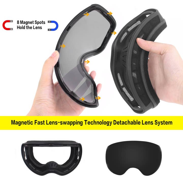 Unigear - Wholesale Swim Goggles - Unisex - Unigear Spherical OTG Anti-fog Ski Goggles with UV400 Lens5