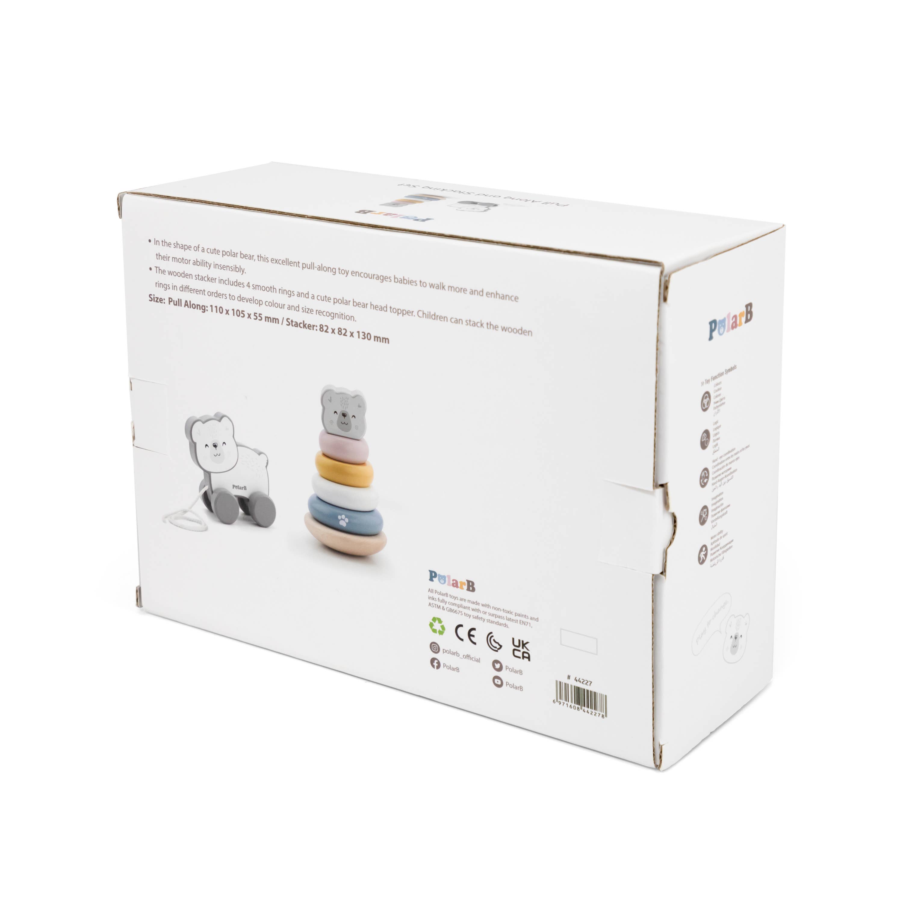 Trade Toys Limited - Wholesale Wood Toy - Kids - PolarB Pull Along & Stacking Set - Polar Bear2