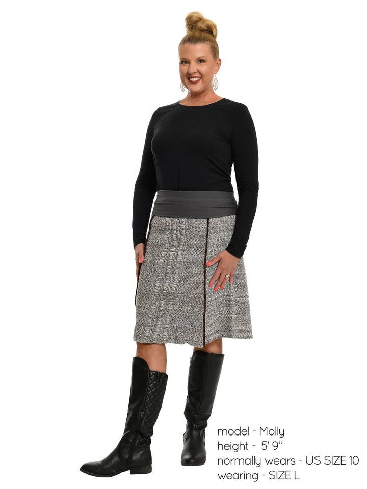 Green 3 – Engroshandel Nederdel - Dame – Kvinders bomuld Sweater Strik Panel Nederdel -Chokolade Space Dye2