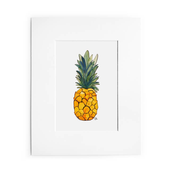 Pineapple 8 x 10" Matted Art Print for wholesale by Eileen Graphics
