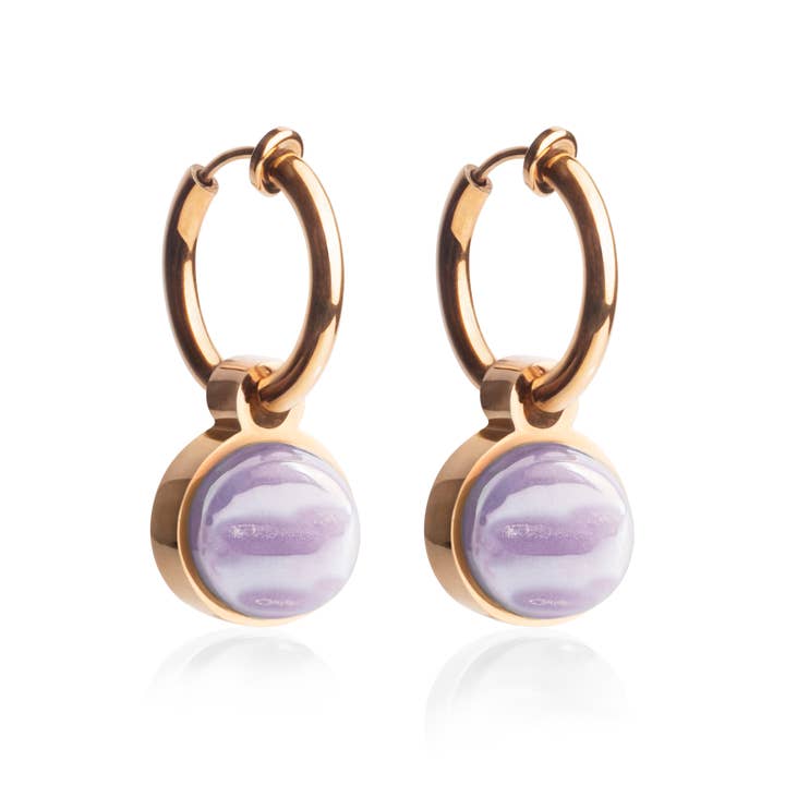 Mix & Match earclips with pendant • rosé/lavender • 14 mm for wholesale by ALEXASCHA
