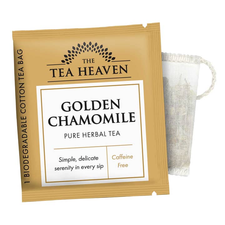 Golden Chamomile Individually wrapped Cotton Tea Bags for wholesale by The Tea Heaven
