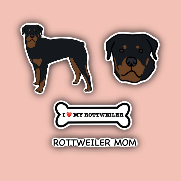 Rottweiler Sticker Pack - 4 Waterproof Sticker for wholesale by Delmarva Stickers