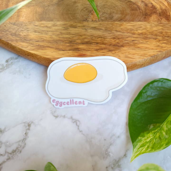 Chez Louie Designs - Wholesale Sticker - Eggcellent Vinyl Sticker, 3.5x2"1