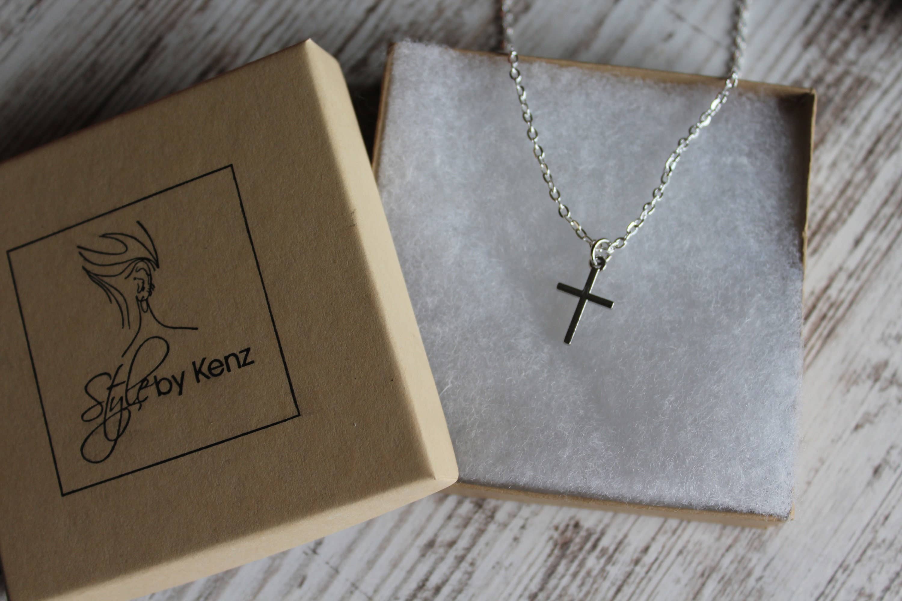 Style by Kenz - Wholesale Pendant/Charm Necklace - Sterling Silver Cross Necklace, Dainty Silver Cross Necklace1