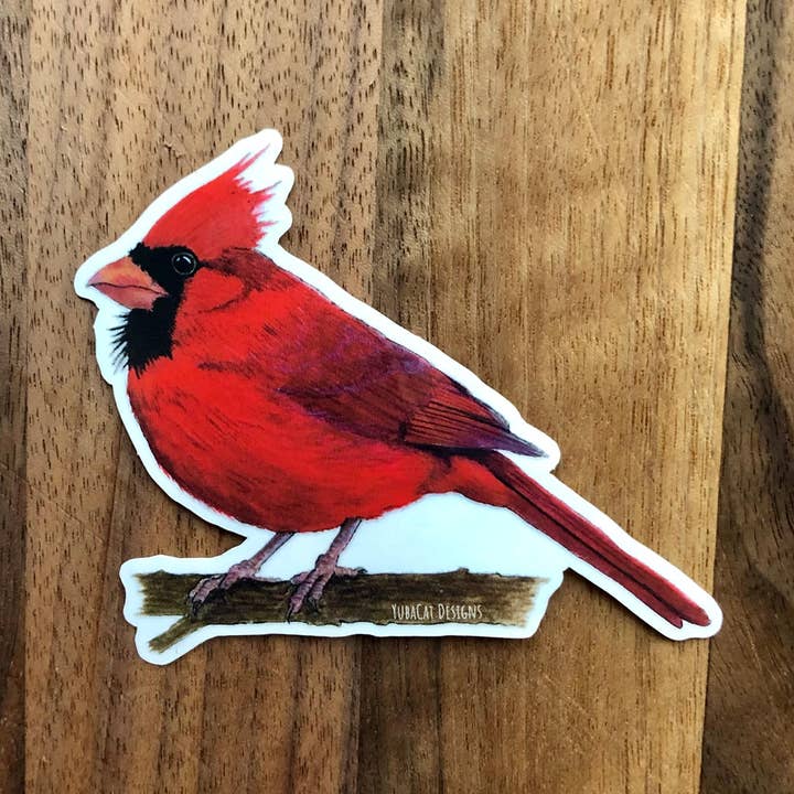 YubaCat Designs - Wholesale Sticker - Northern Cardinal sticker0