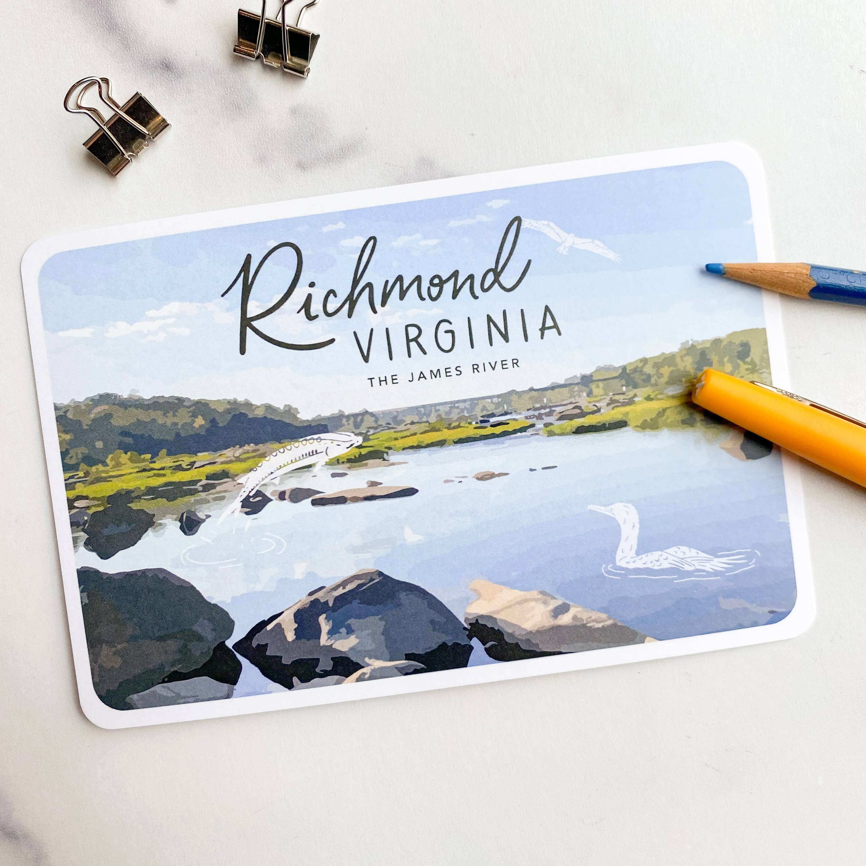 Billie Claire Illustration (Handmade) - Wholesale Postcard - Postcard - Richmond, Virginia - The James River4