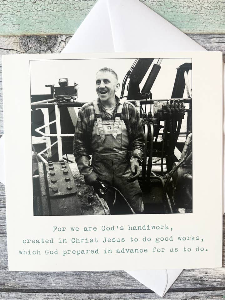 Carte de vœux de l'œuvre de Dieu du verset biblique Éphésiens 2 pour la vente par Fieldnote