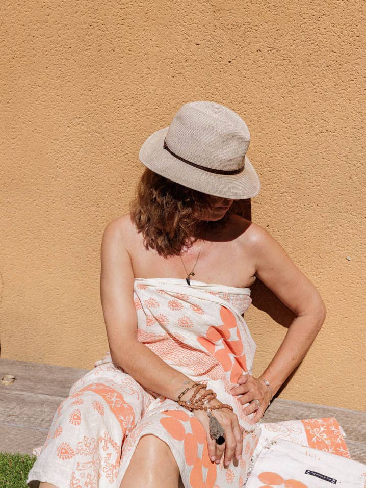 Stor blockprint sjal for engroshandel hos impressions du sud