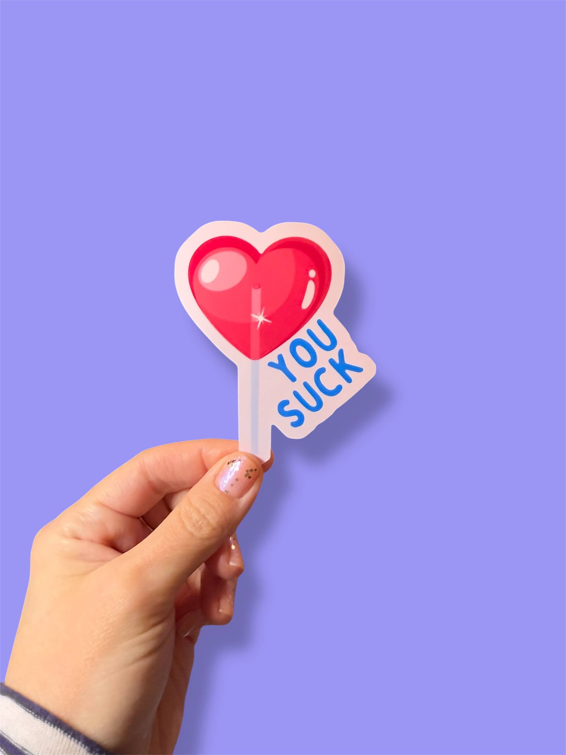 Tiny Baker Creations - Wholesale Sticker - You Suck Heart Lollipop Vinyl Sticker | Funny1