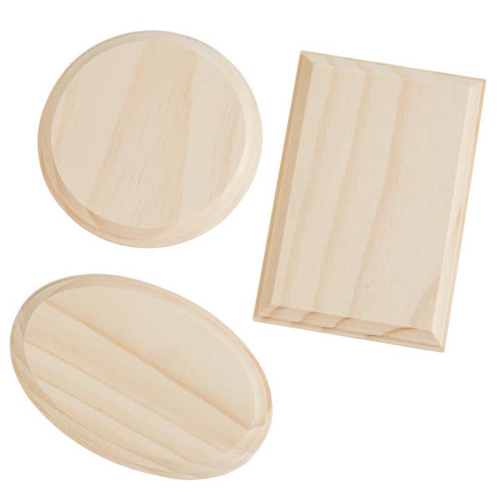 Factory Direct Craft – Engroshandel Vægplakat – Pose med 3 assorterede former ubehandlede træplader3